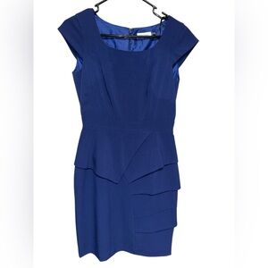 Calvin Klein‎ Cap Sleeve Royal Blue Tiered Sheath Dress size 4